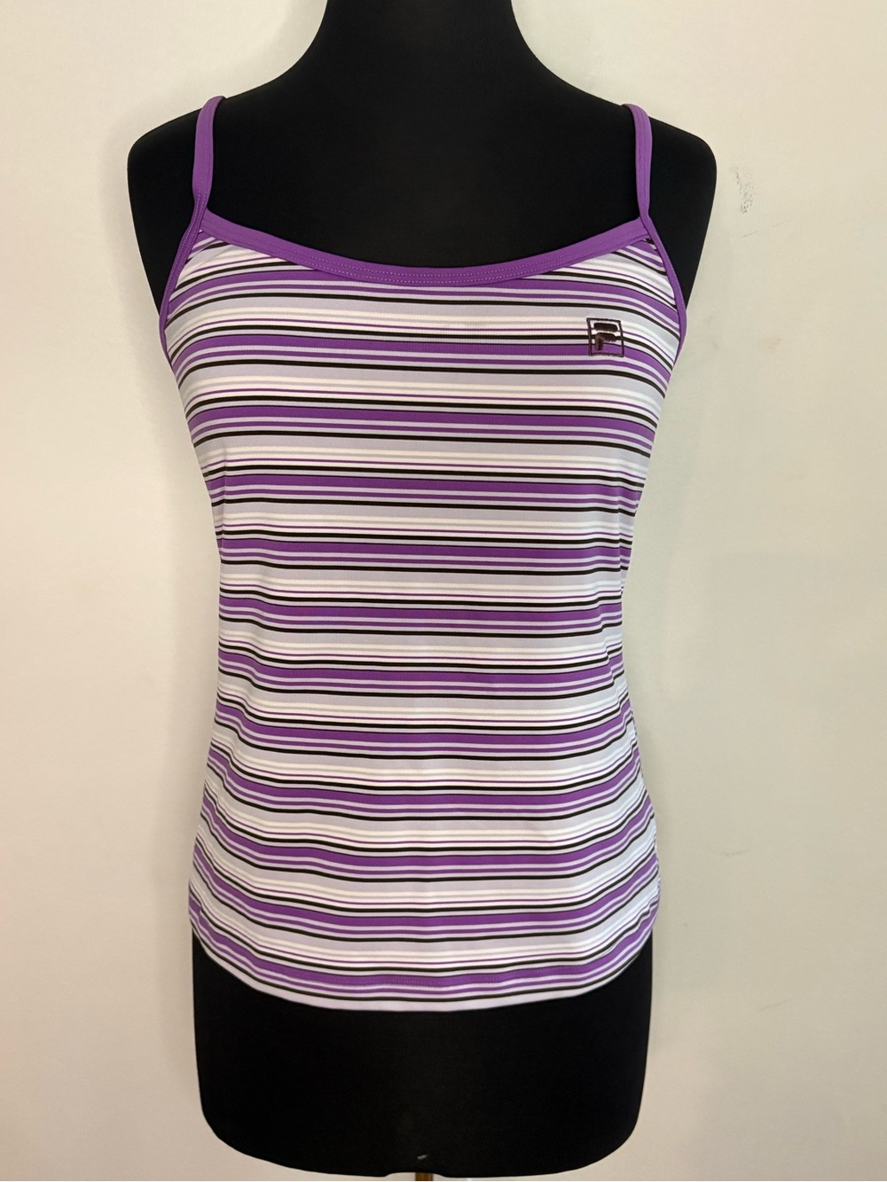 Fila Purple and White Striped Spaghetti Strap Camisole XL